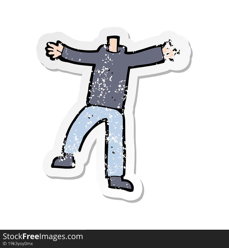 retro distressed sticker of a cartoon male gesturing body