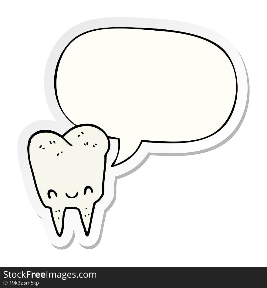 cartoon tooth and speech bubble sticker