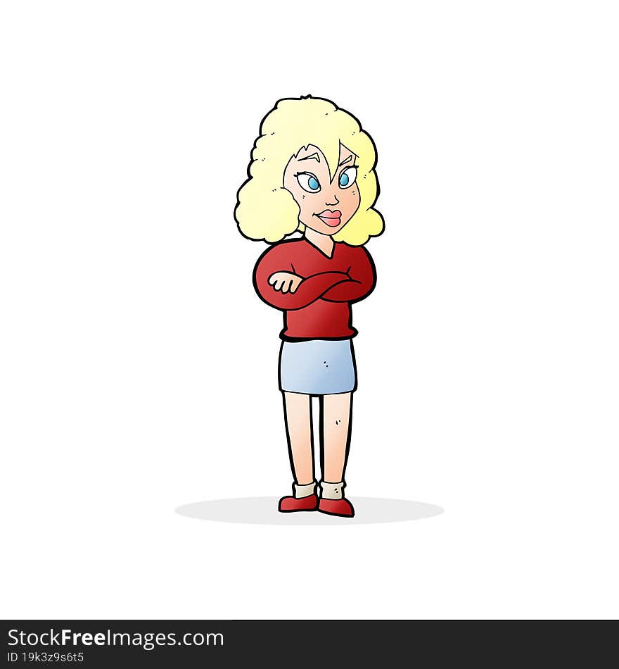 cartoon woman with crossed arms