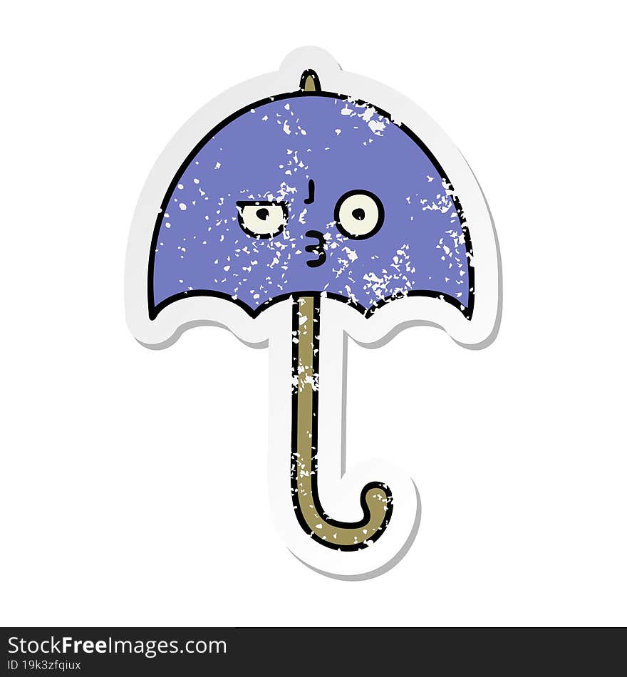 distressed sticker of a cute cartoon umbrella