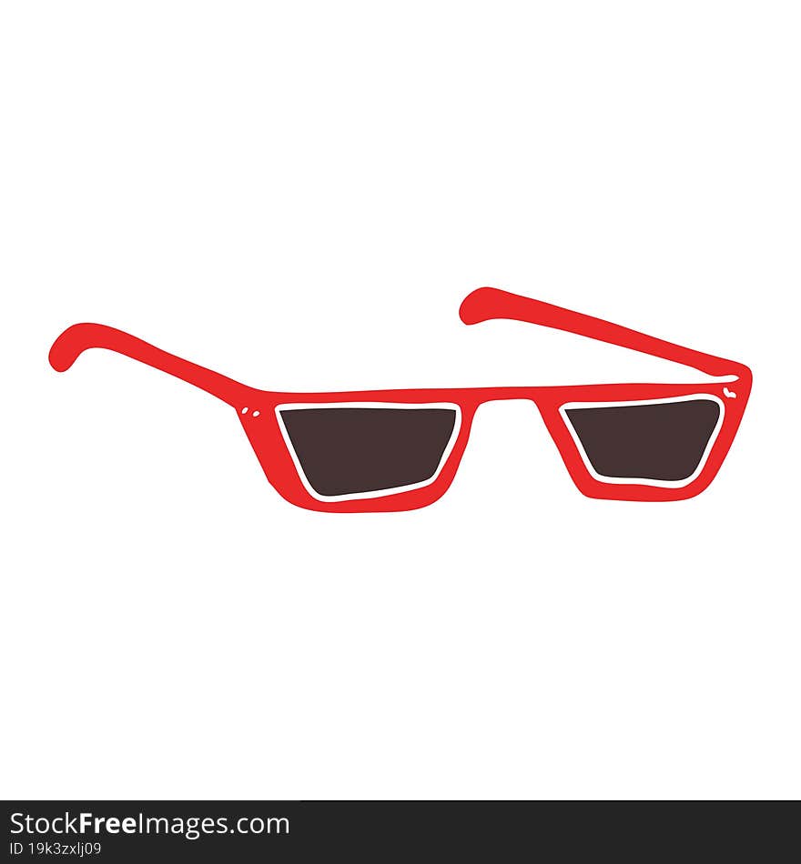 Flat Color Illustration Of A Cartoon Sunglasses