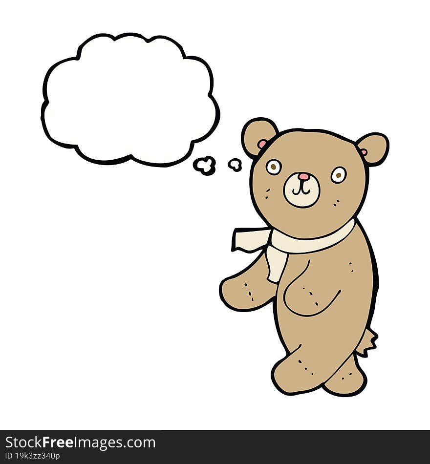 cute cartoon teddy bear with thought bubble