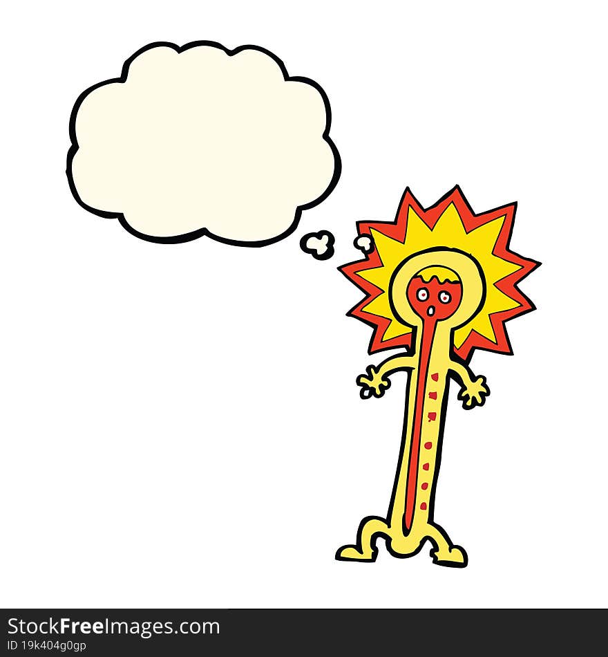 Cartoon Hot Thermometer With Thought Bubble