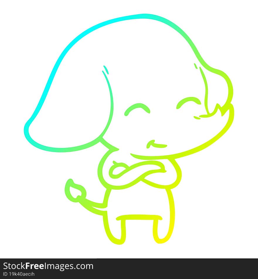 cold gradient line drawing cute cartoon elephant