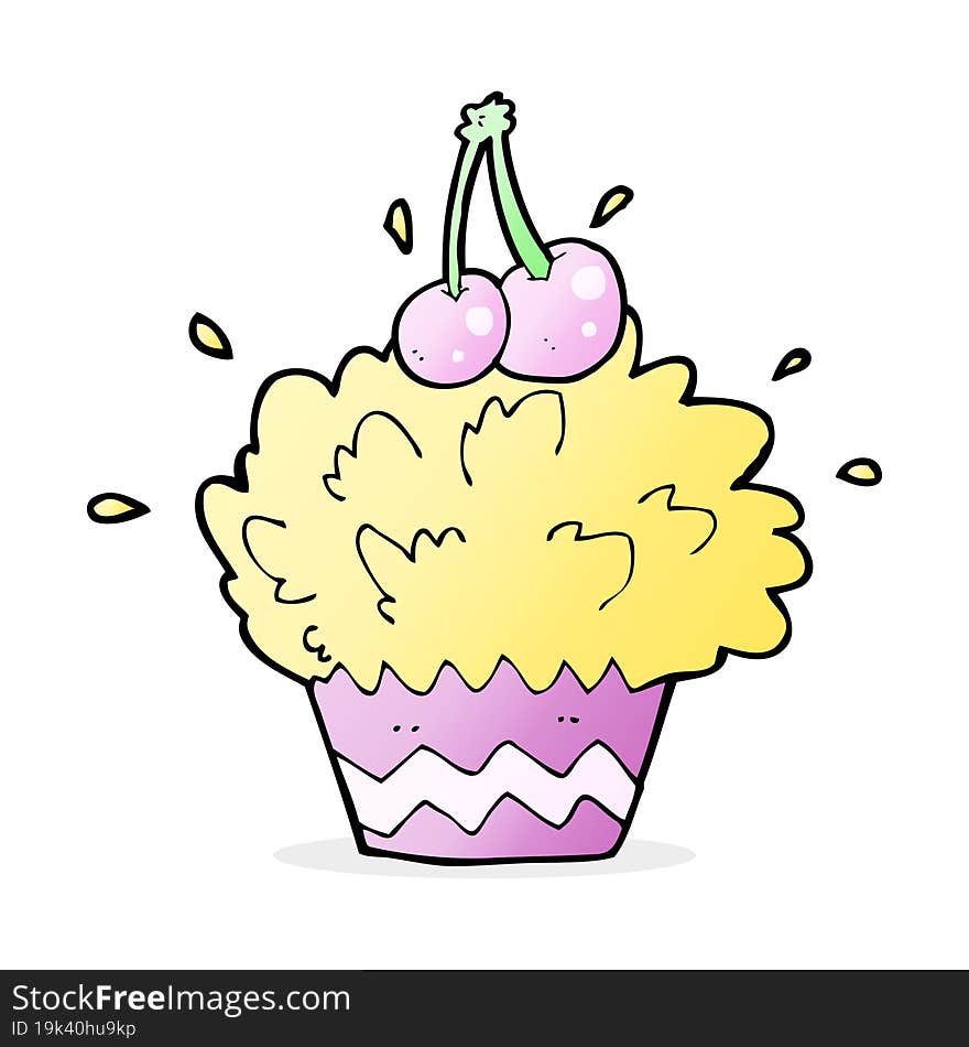 cartoon exploding cupcake