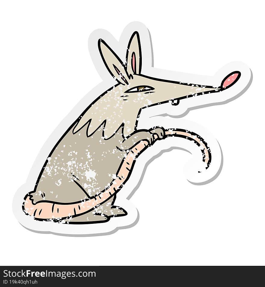 distressed sticker of a cartoon rat