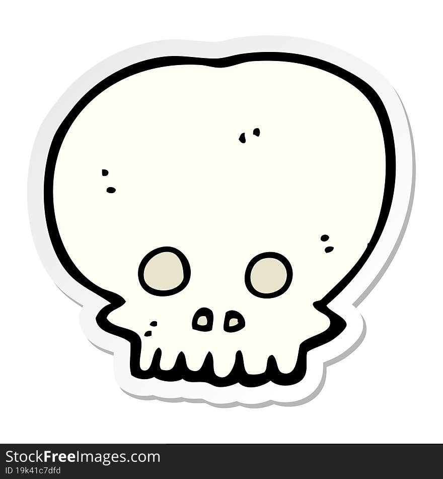 sticker of a cartoon spooky skull symbol