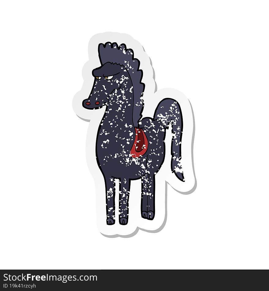 retro distressed sticker of a cartoon horse