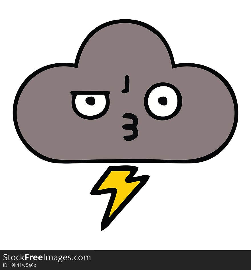 cute cartoon of a storm cloud. cute cartoon of a storm cloud