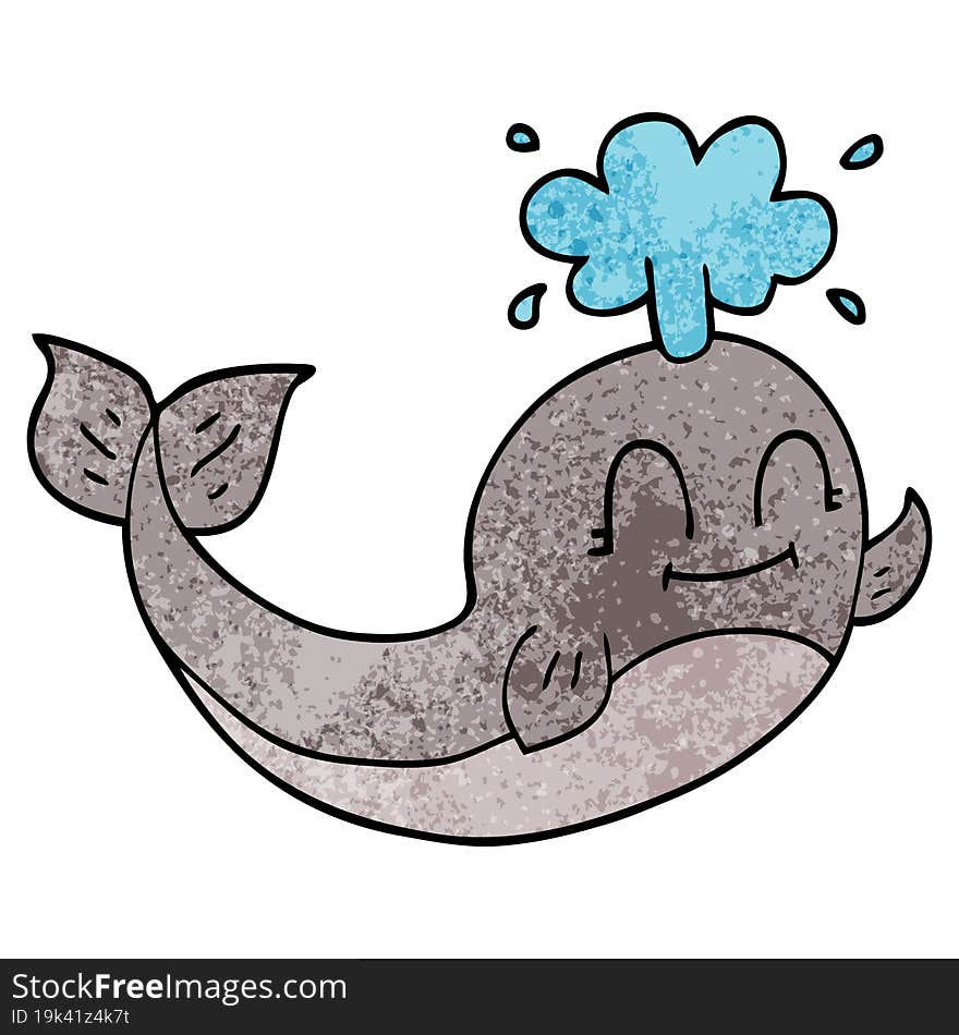 cartoon doodle of a happy whale