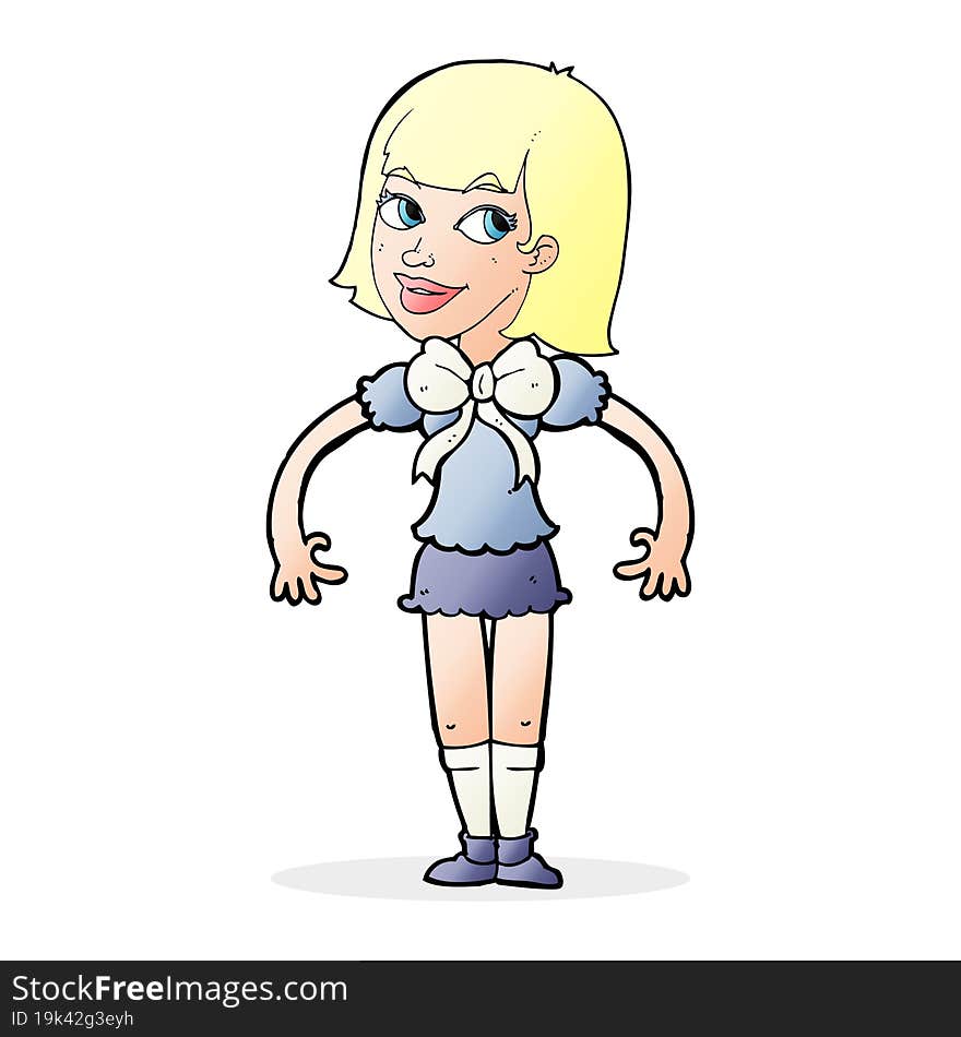 cartoon woman wearing a big bow tie