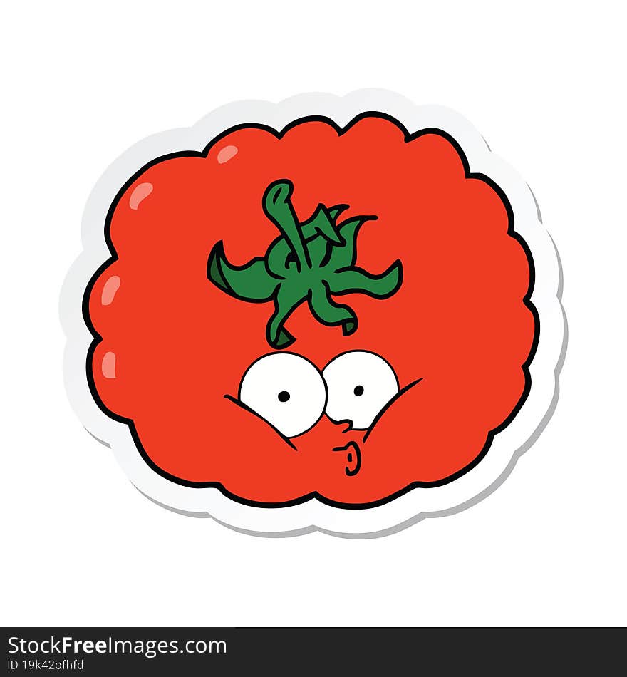 sticker of a cartoon tomato