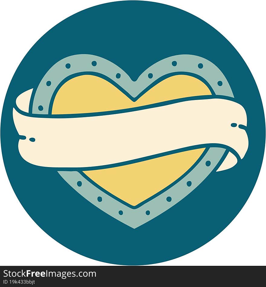 Tattoo Style Icon Of A Heart And Banner