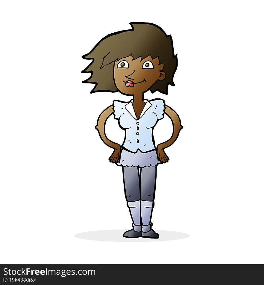 Cartoon Woman With Hands On Hips