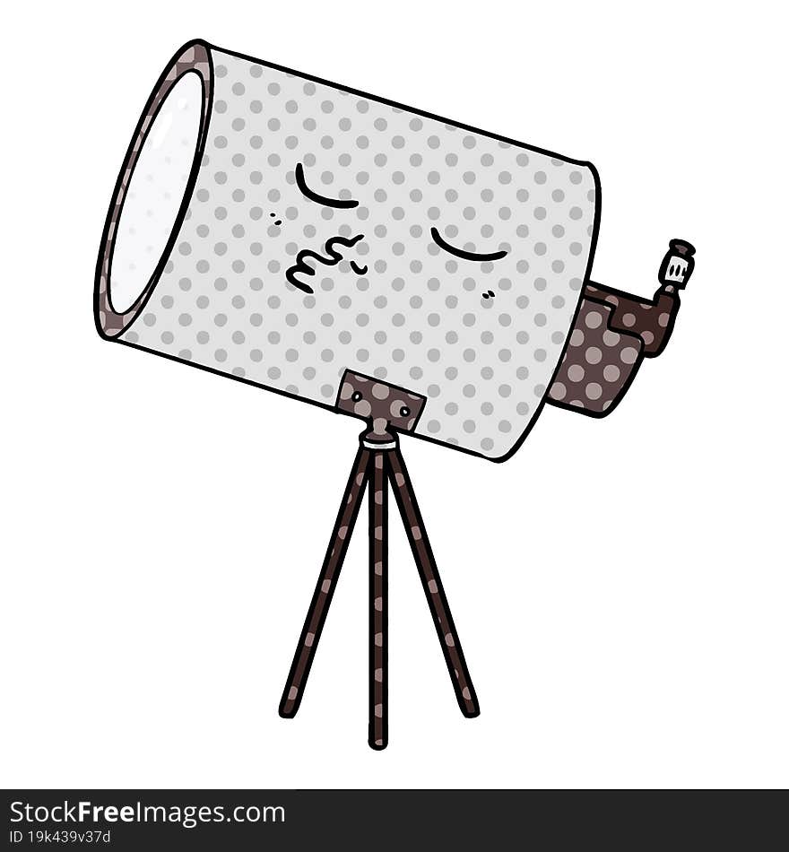 cartoon telescope with face. cartoon telescope with face