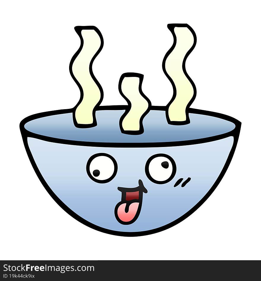 Gradient Shaded Cartoon Bowl Of Hot Soup