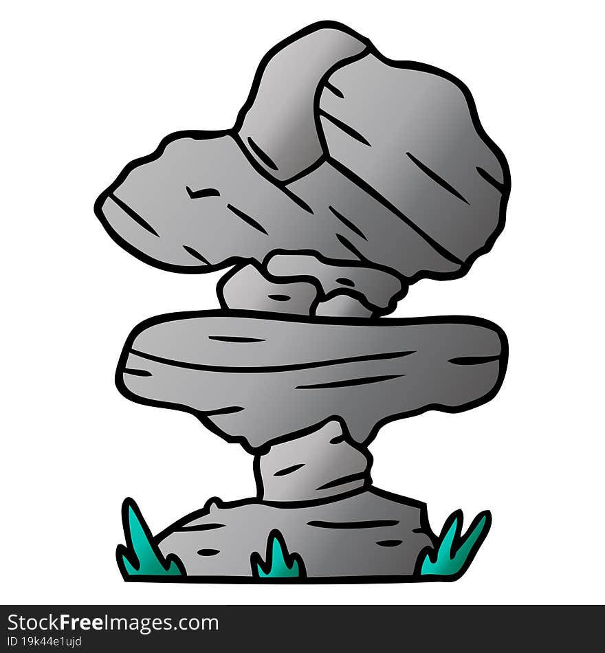 gradient cartoon doodle of grey stone boulders