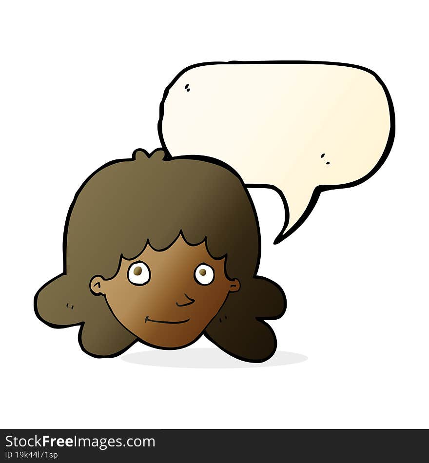 Cartoon Happy Female Face With Speech Bubble