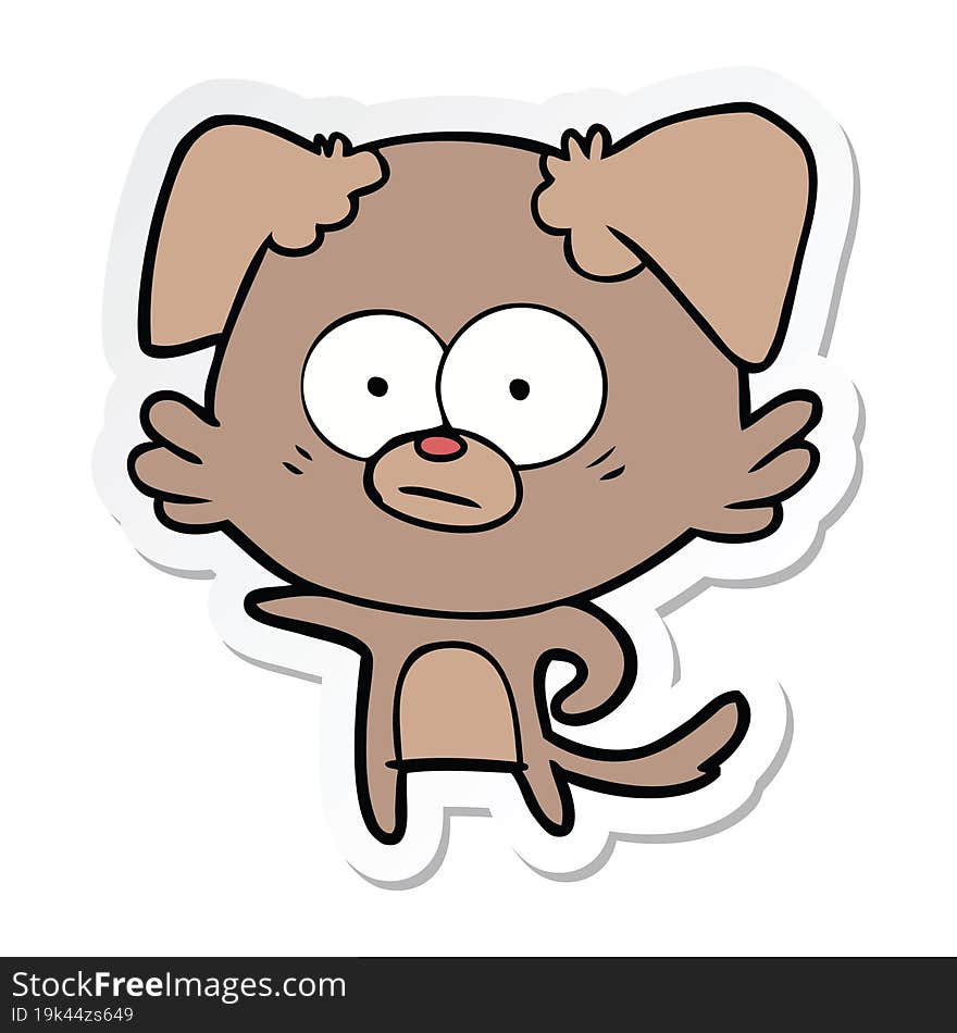 sticker of a nervous dog cartoon