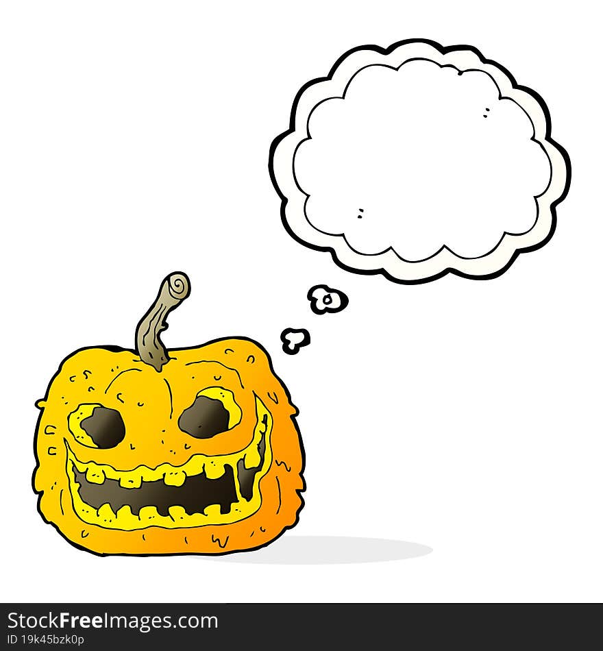 Cartoon Spooky Pumpkin With Thought Bubble