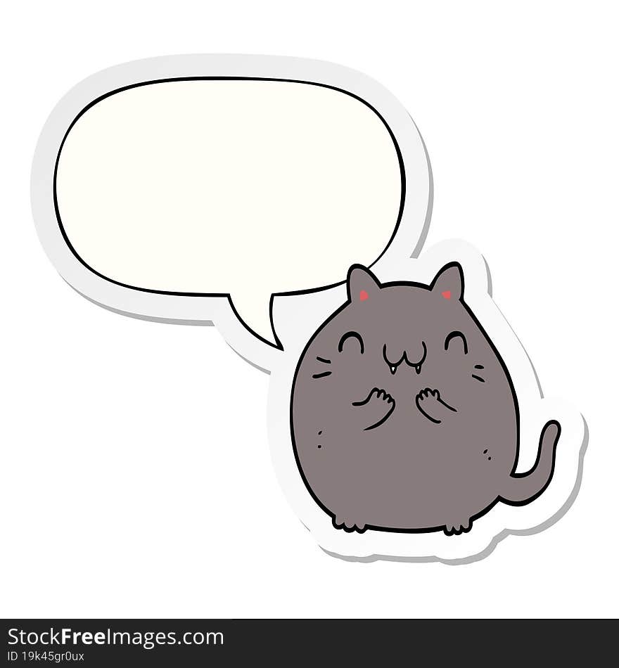 happy cartoon cat and speech bubble sticker