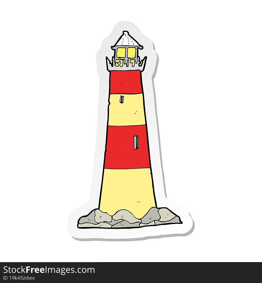 sticker of a cartoon light house