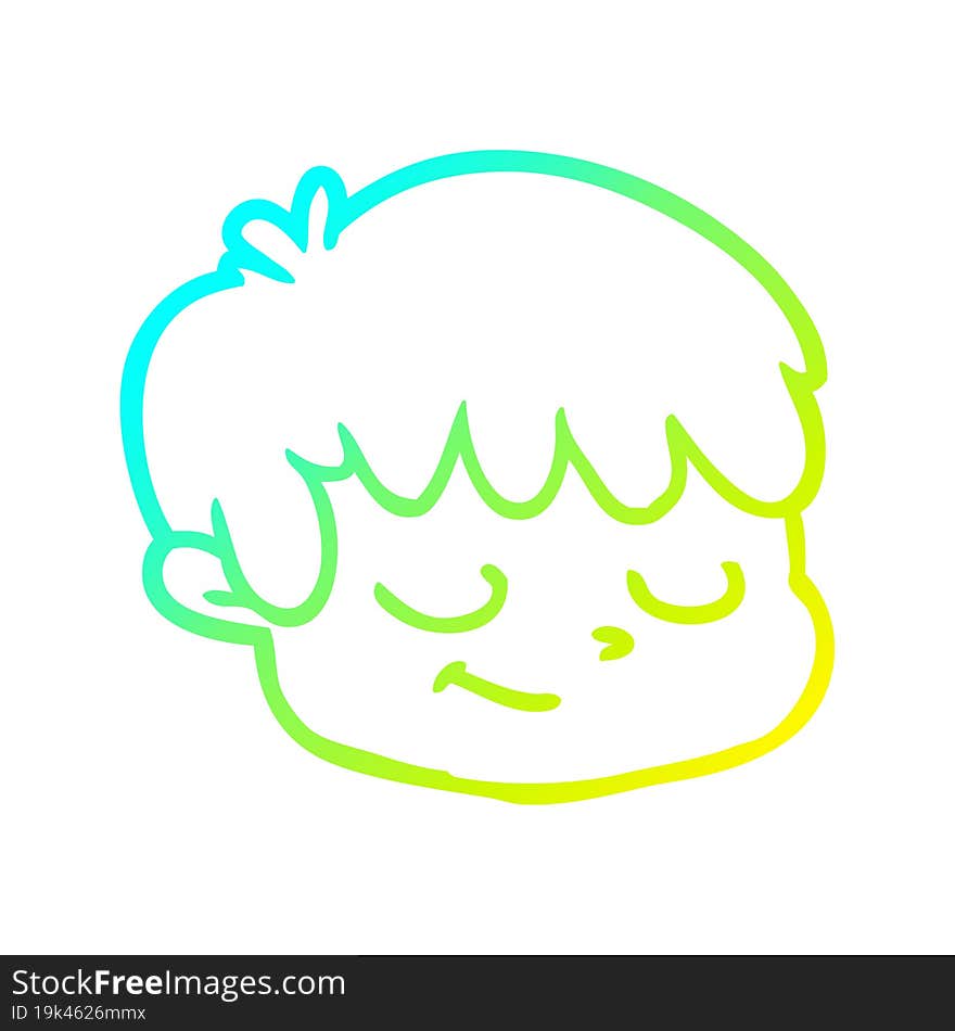 Cold Gradient Line Drawing Cartoon Male Face