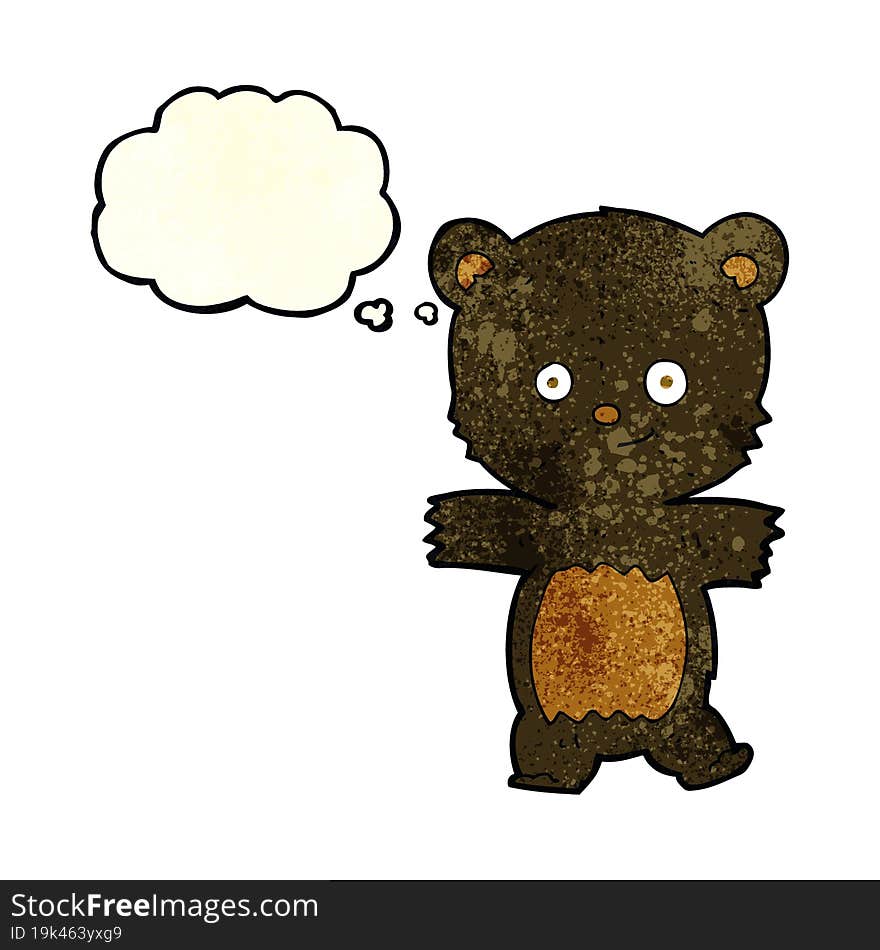 cute cartoon black bear with thought bubble