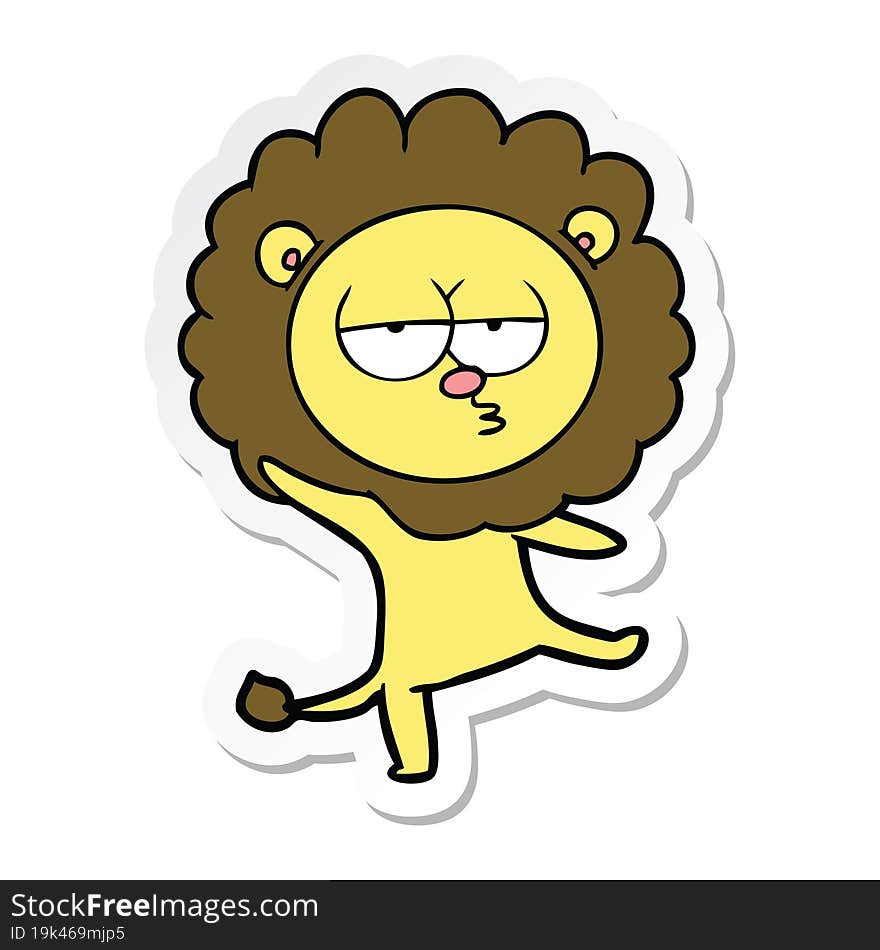 sticker of a cartoon dancing lion