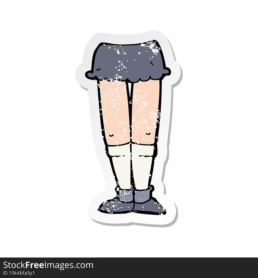 retro distressed sticker of a cartoon female legs