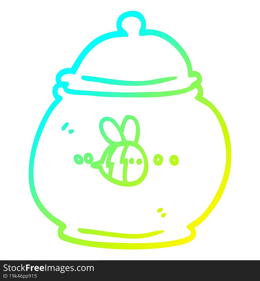 cold gradient line drawing of a cartoon honey pot