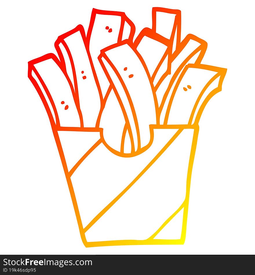 warm gradient line drawing cartoon fries