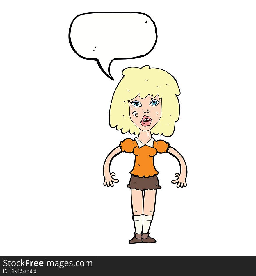 cartoon girl fight with speech bubble