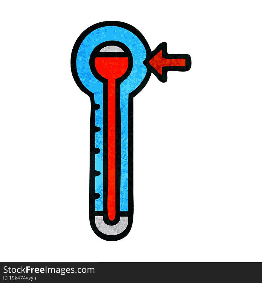 retro grunge texture cartoon of a glass thermometer