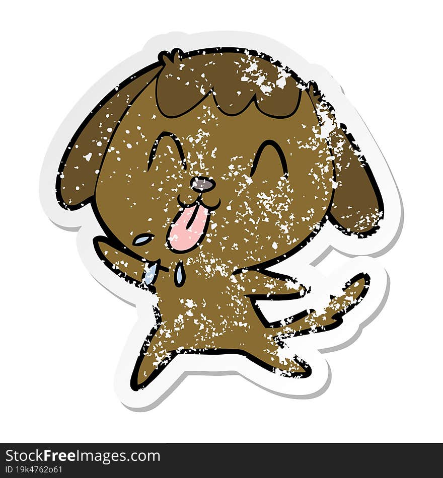 distressed sticker of a cute cartoon dog