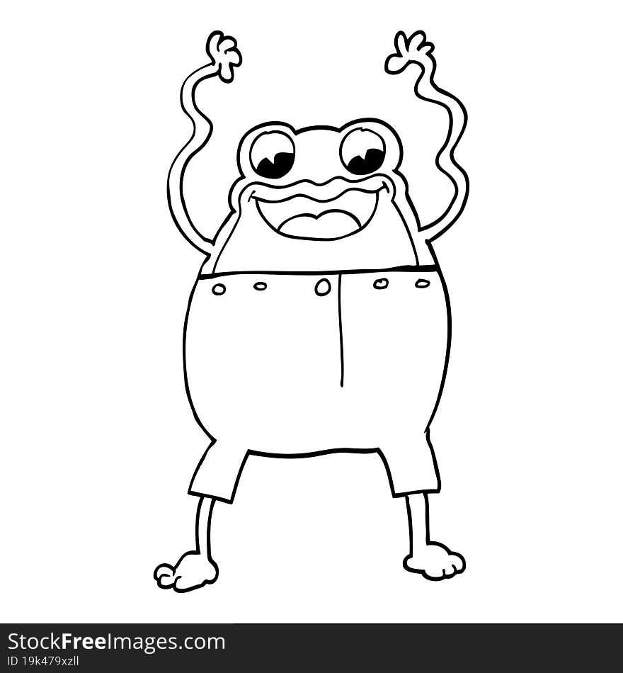 line drawing cartoon frog