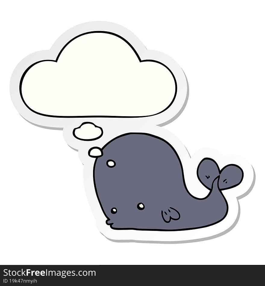 Cartoon Whale And Thought Bubble As A Printed Sticker