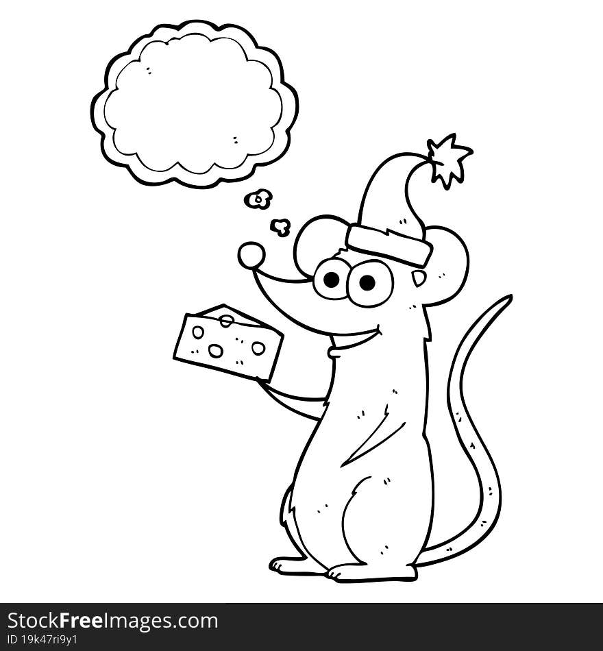 Thought Bubble Cartoon Christmas Mouse