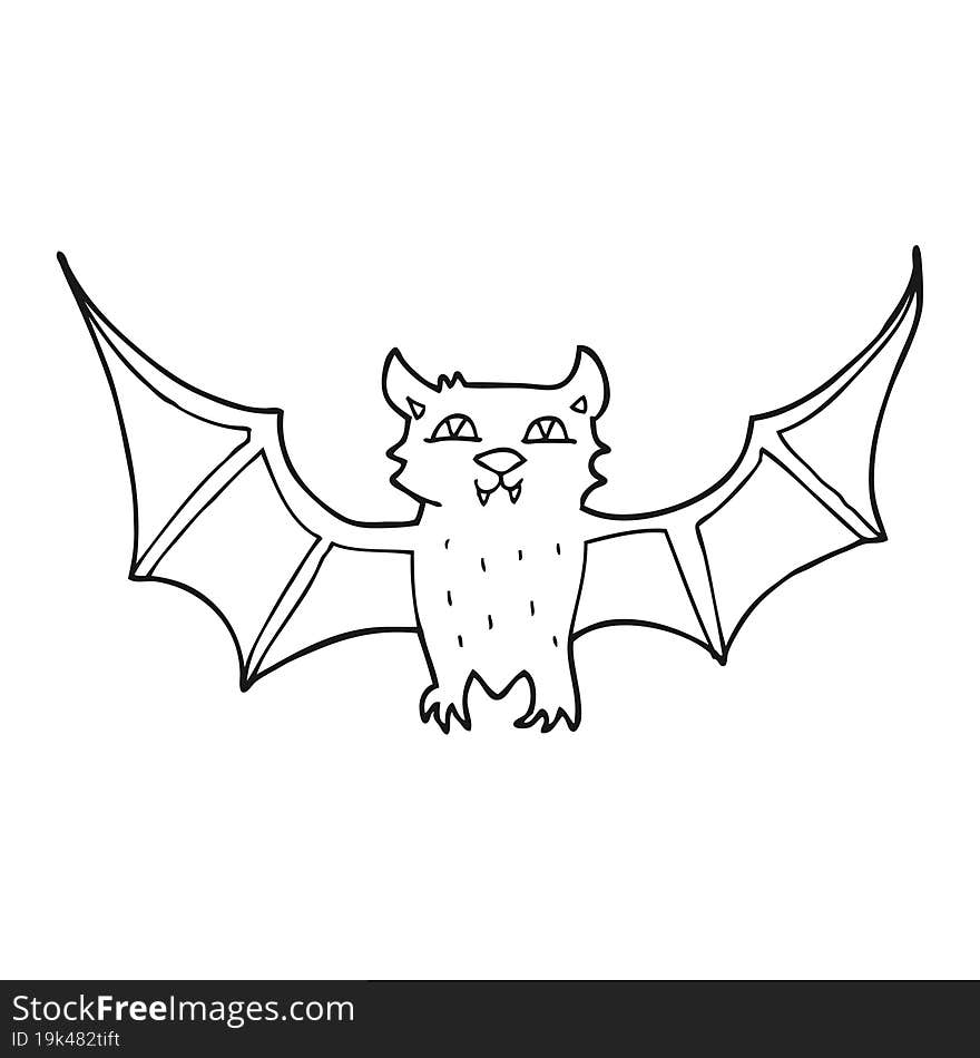 black and white cartoon halloween bat