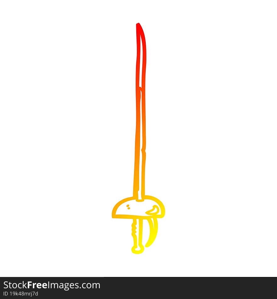 Warm Gradient Line Drawing Cartoon Sword