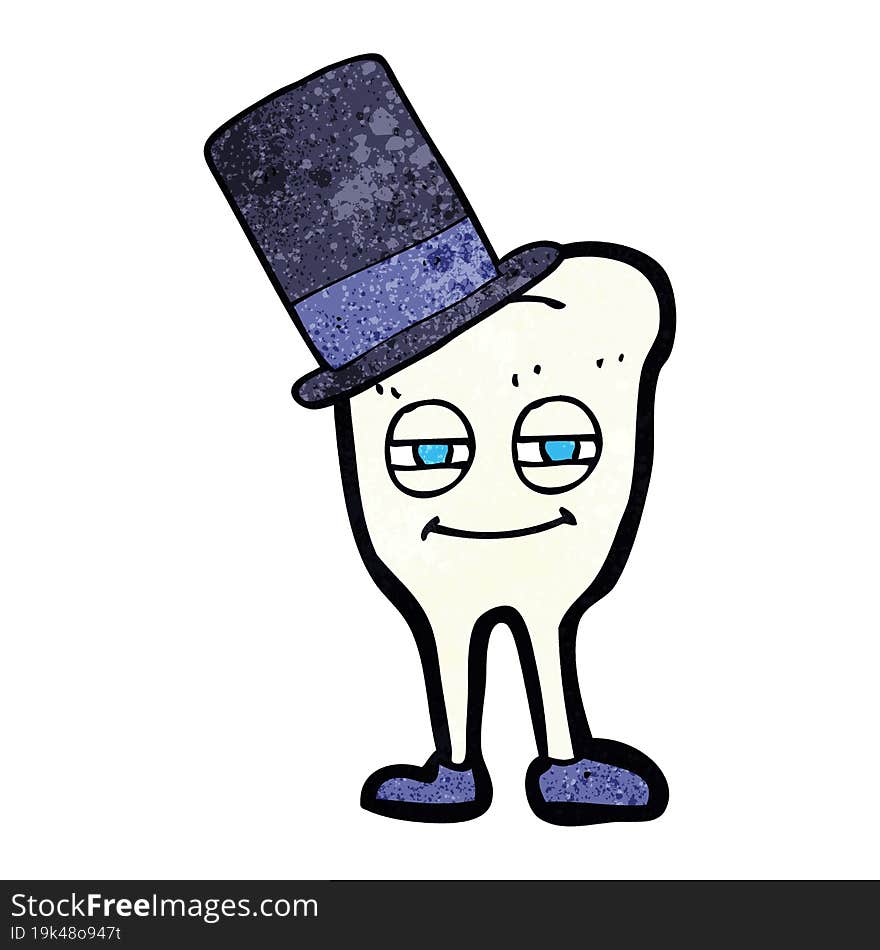 cartoon tooth wearing top hat