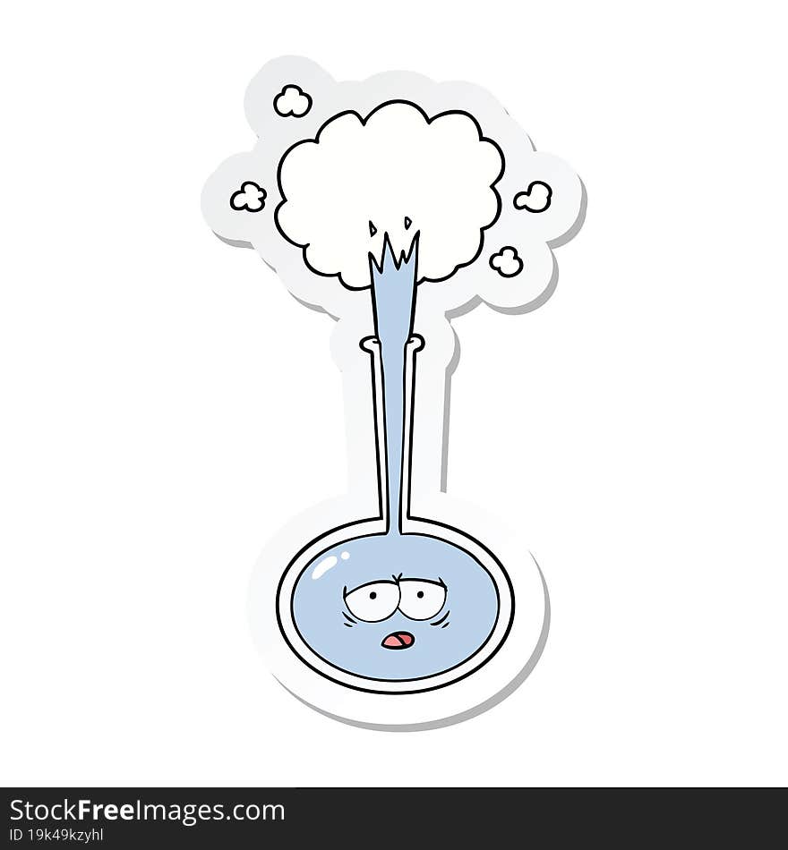 Sticker Of A Cartoon Tired Science Experiment