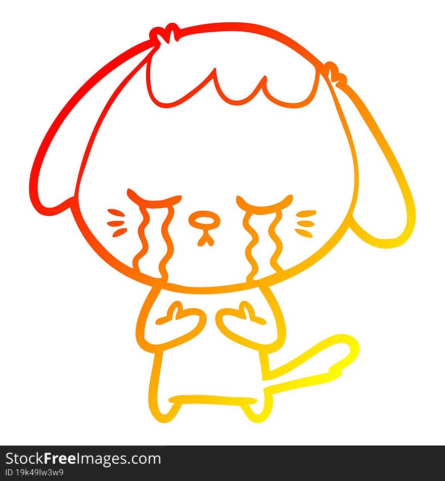 warm gradient line drawing cartoon crying dog