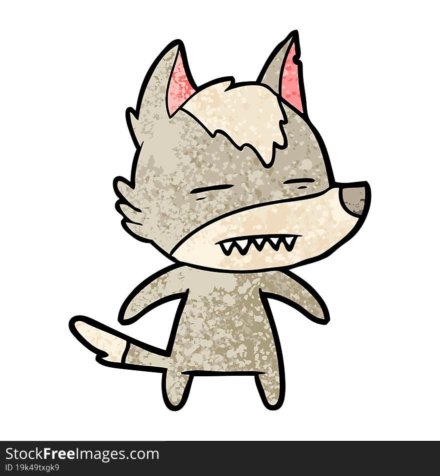 cartoon wolf showing teeth. cartoon wolf showing teeth