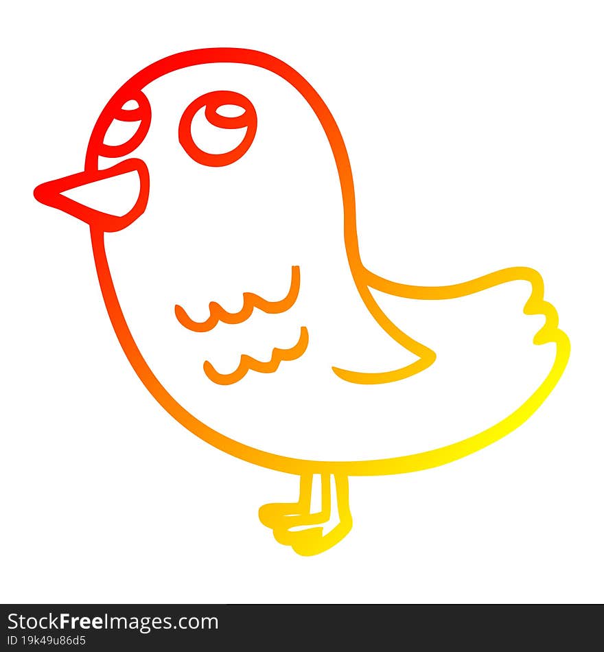 warm gradient line drawing of a cartoon bird looking up