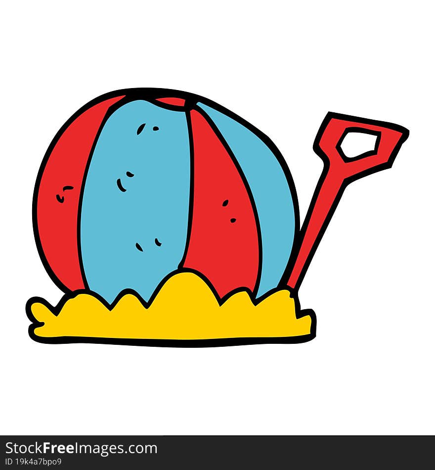 cartoon doodle beachball and spade