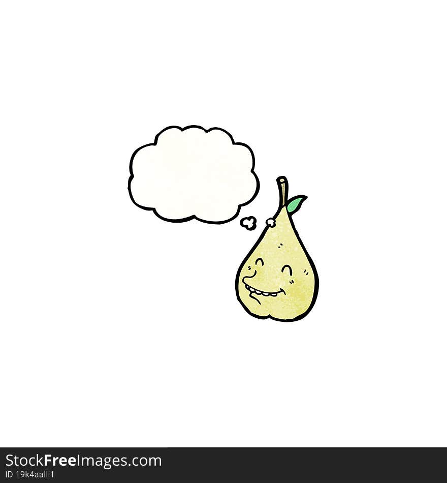 cartoon pear with thought bubble