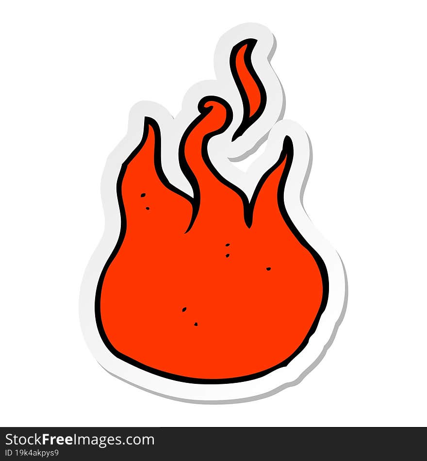 sticker of a cartoon flame symbol