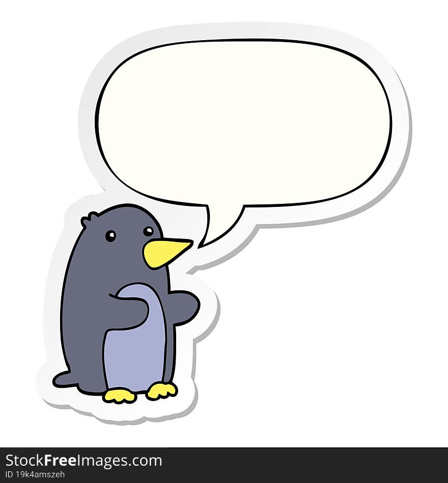 cartoon penguin and speech bubble sticker