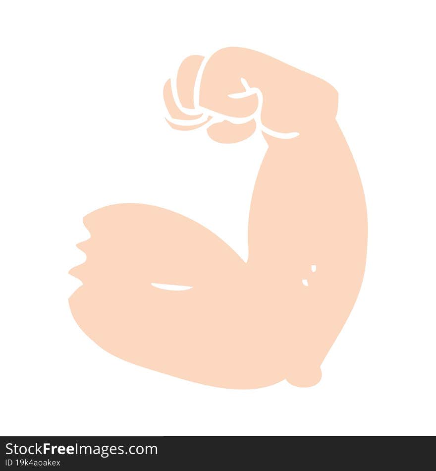 flat color illustration of a cartoon strong arm flexing bicep